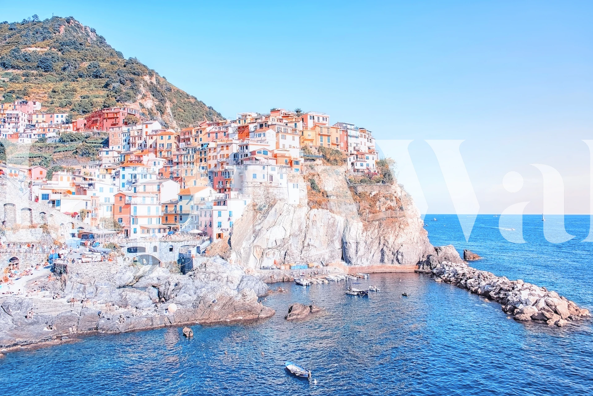 Colorful Cinque Terre village by the sea wallpaper