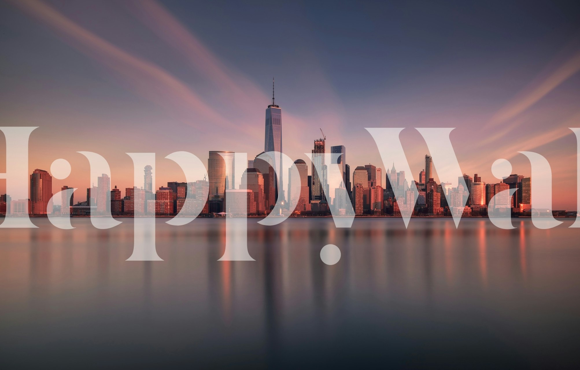 Lower Manhattan skyline at dusk with soft pink and blue tones wallpaper