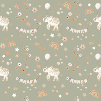 BABY ELEPHANT PARTY SAGE GREEN tapety