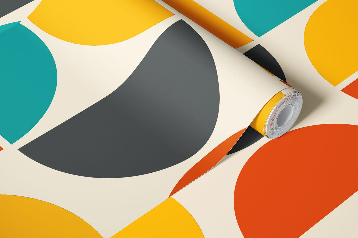 BAUHAUS PATTERN 50S COLORS wallpaper roll