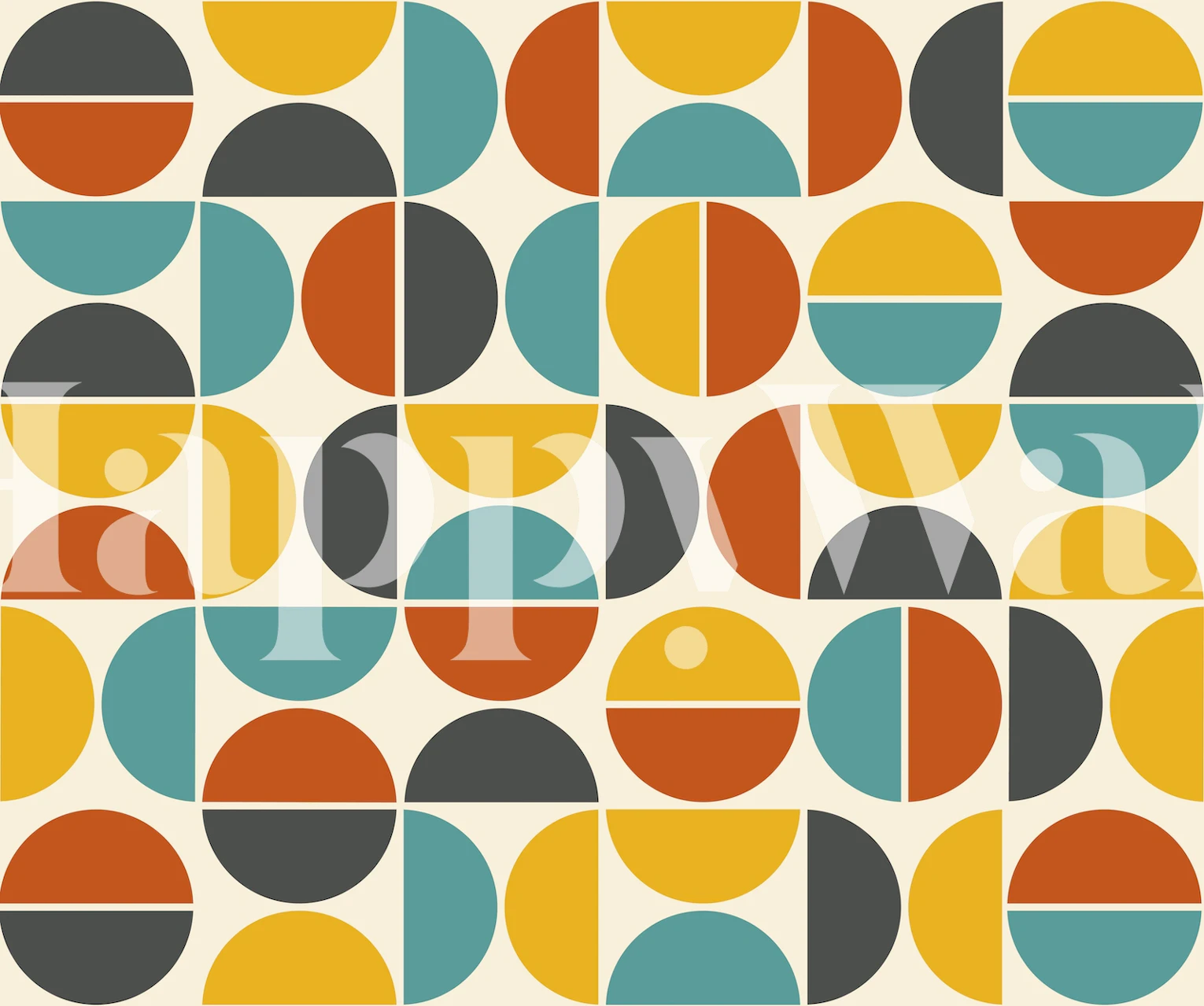 Bauhaus Pattern En 50S Colors Papel Pintado En Una Habitación