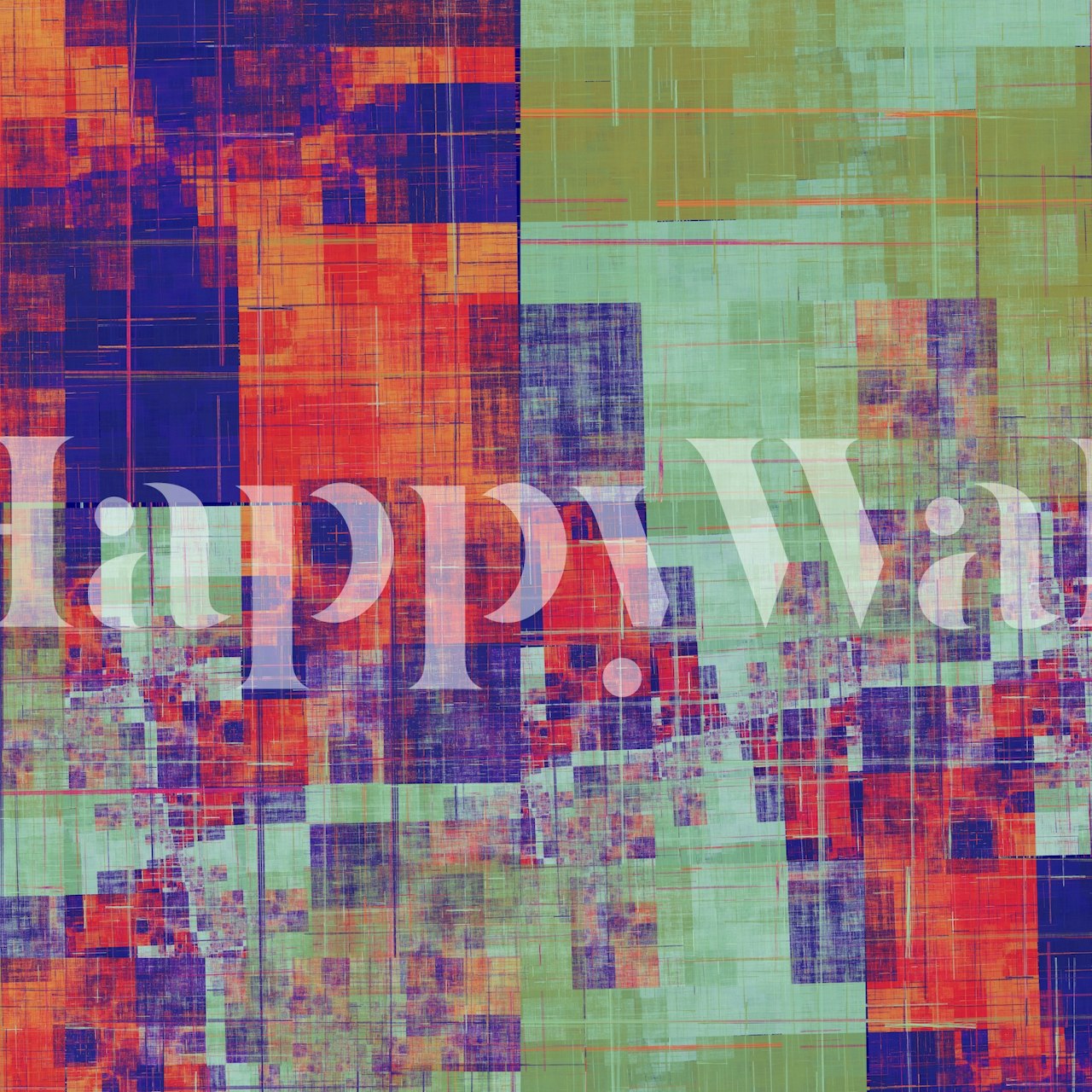 Abstract geometric squares and rectangles wall mural in a colorful mosaic pattern