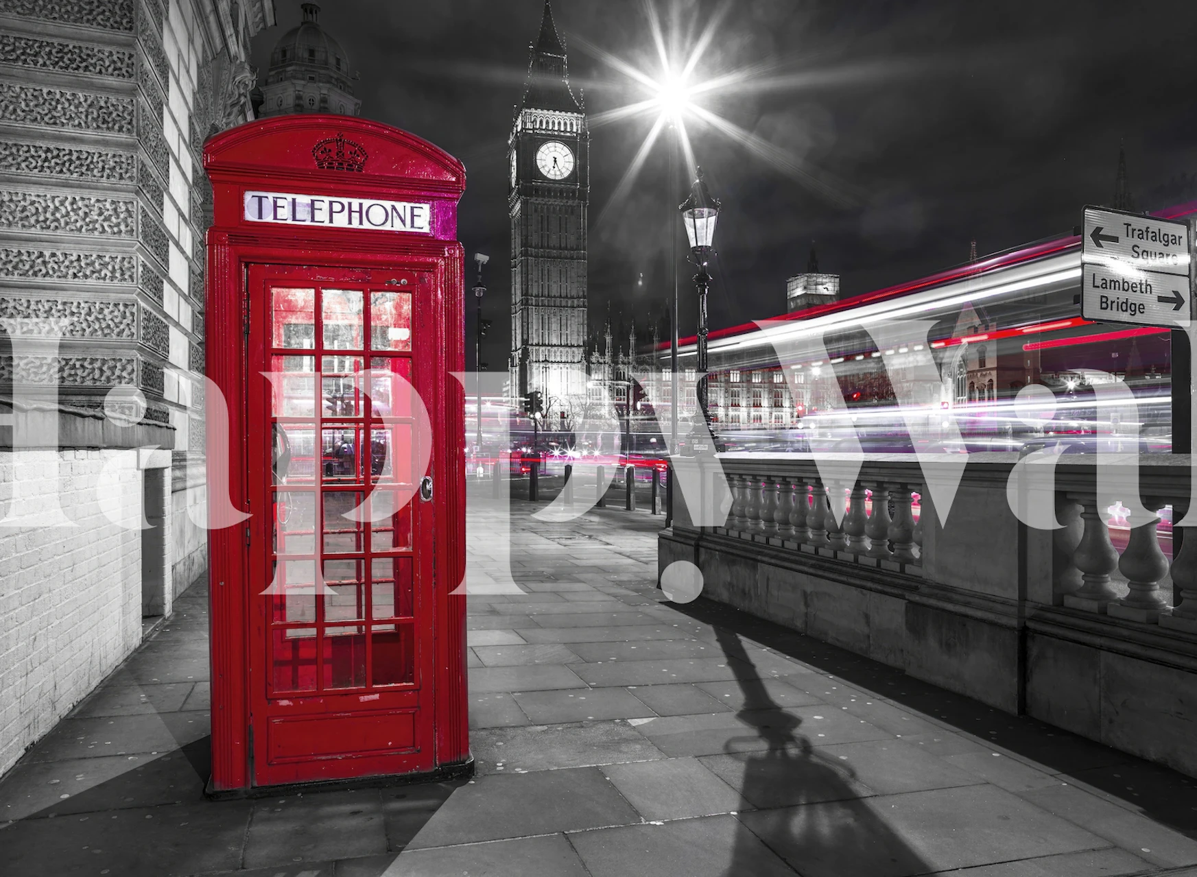 Red telephone booth wallpaper design