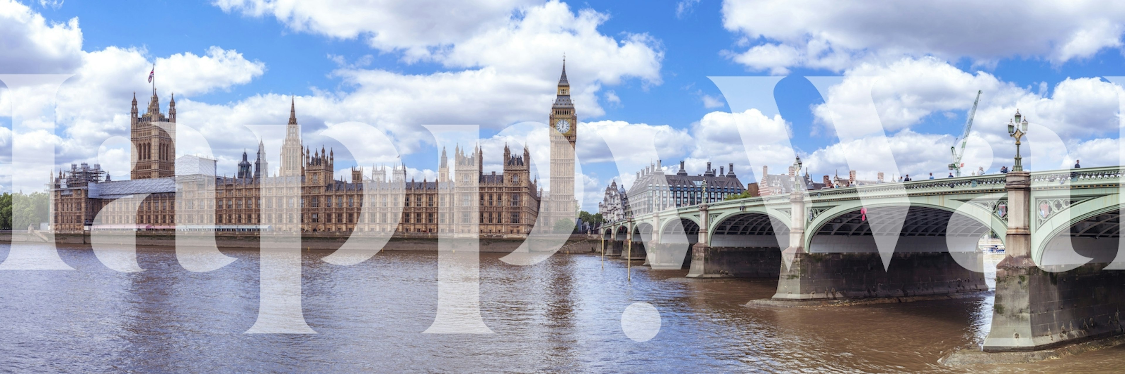 London architectural landmark featuring blue sky and river wallpaper