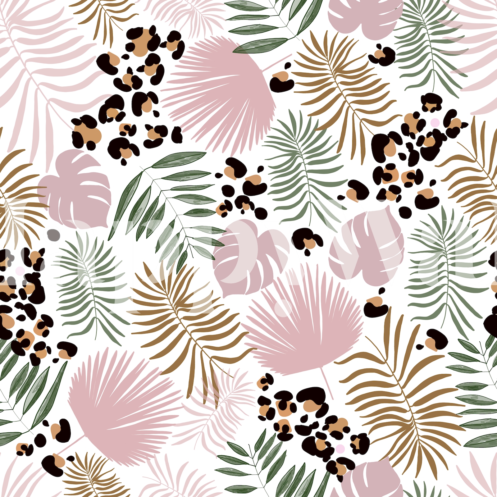 Leopard Print With Tropical Pattern Wallpaper - Leopard Print With Tropical  Pattern Wallpaper Wallpaper, image size:1600x1600