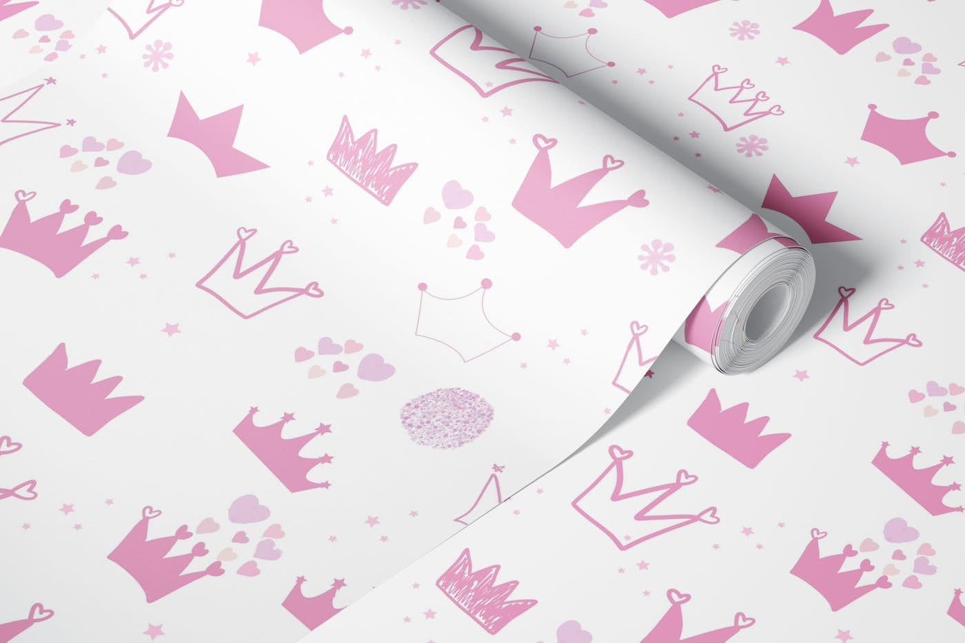 Hand drawn crown baby girl pattern wallpaper roll