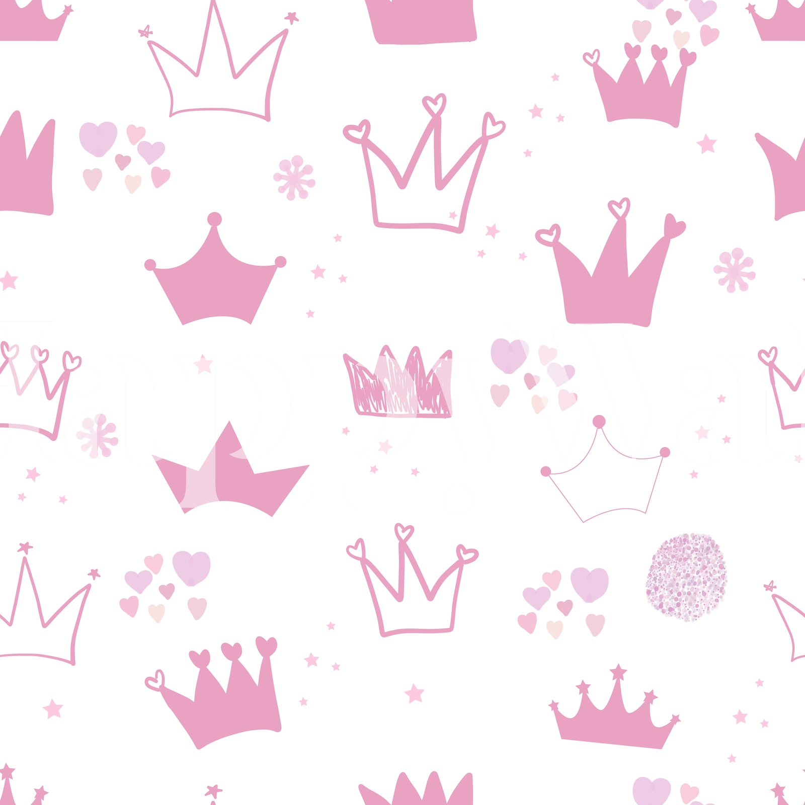 Hand-drawn Crown Baby Girl Pattern Wallpaper - Buy Online | Happywall