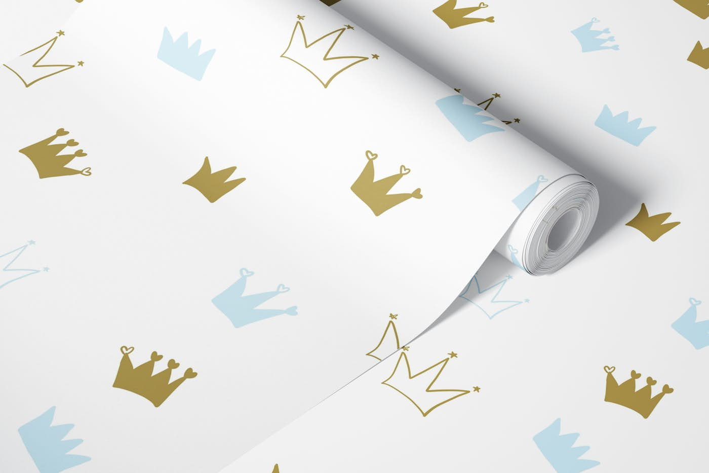 Hand drawn crown baby boy pattern wallpaper roll