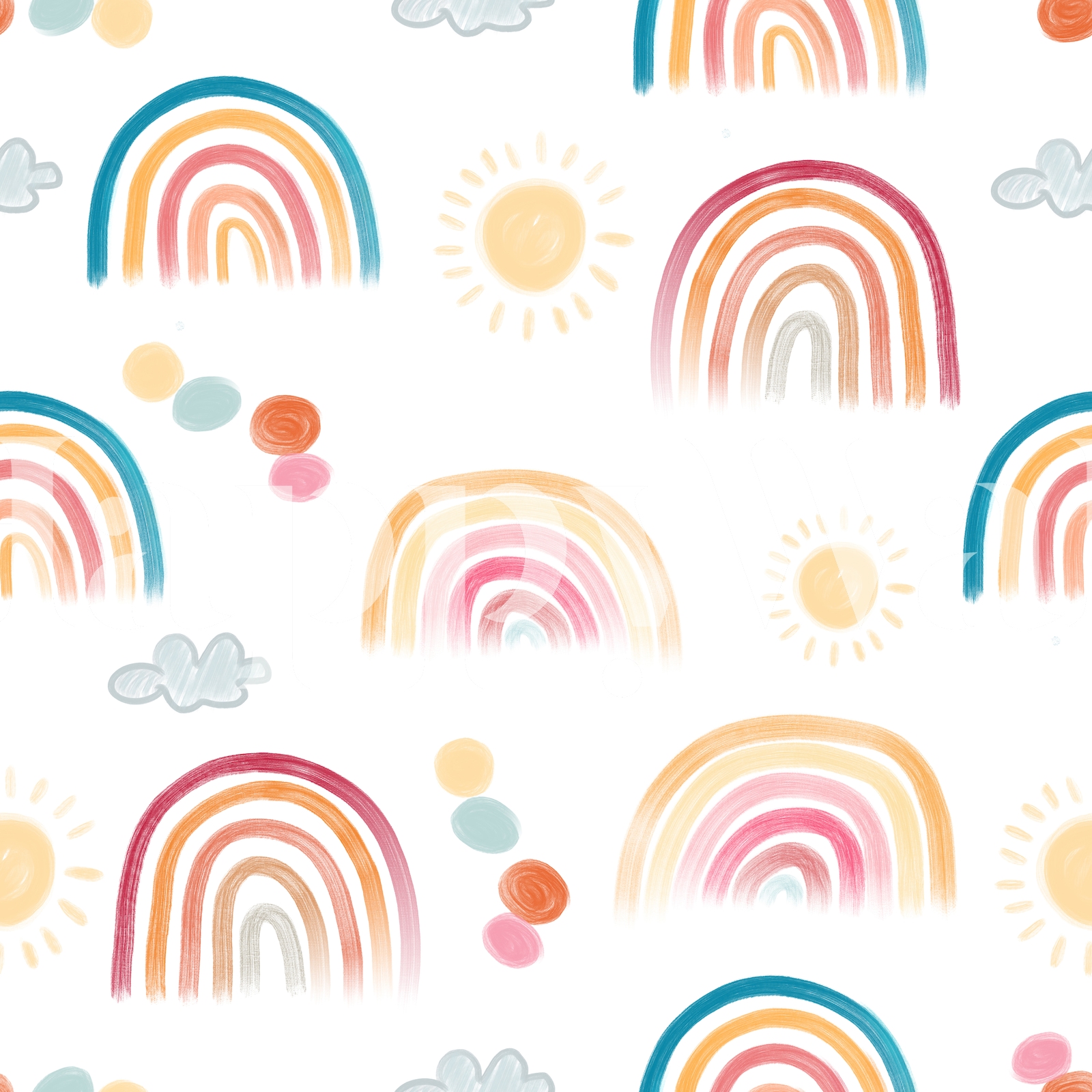 Buy Rainbow Days Sun and Clouds Lovely Pattern Wallpaper | Happywall