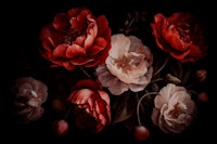 Red Opulent Moody Baroque Night Peonies 2 tapete