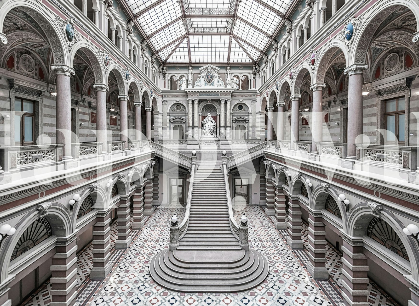 Architectural details in gray and white tones wallpaper