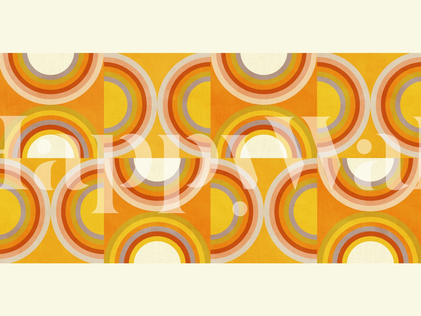 Mid century geometric arcs wallpaper in a room