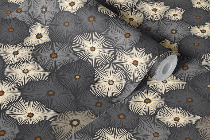 Abstract boho Sea anemones dark 1wallpaper roll