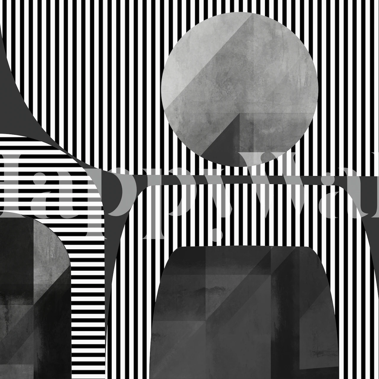 Abstract papel tapiz geométrico en una habitación moderna