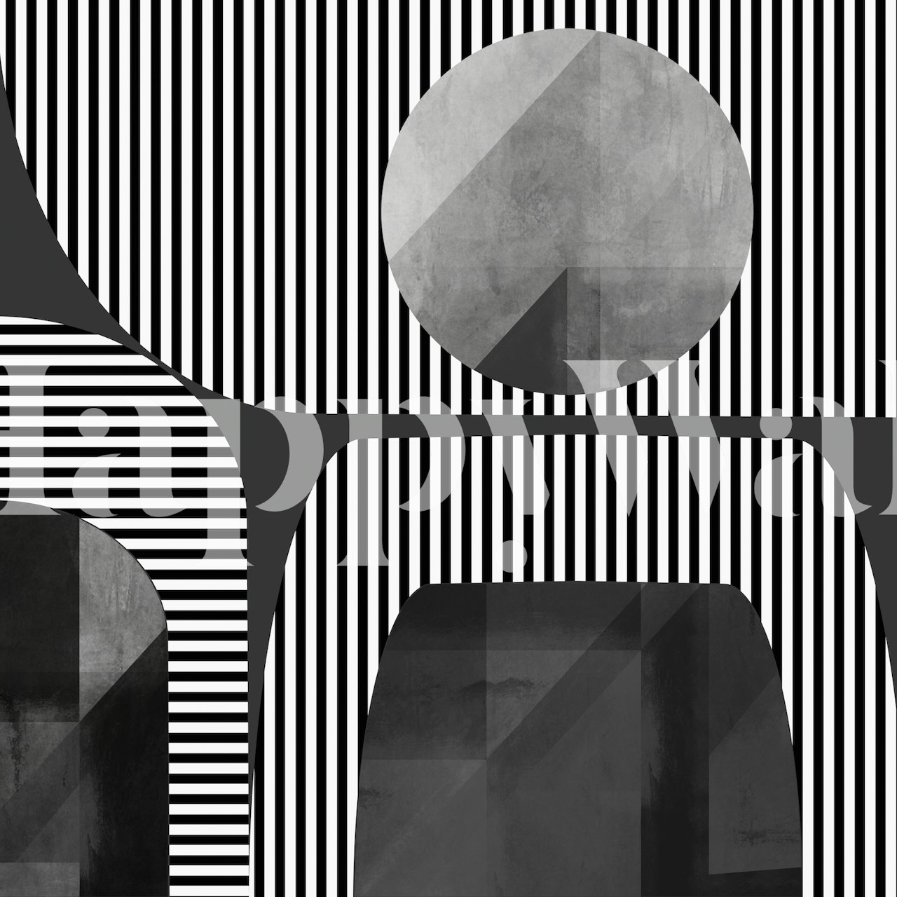 Abstract geometric wallpaper in a modern room