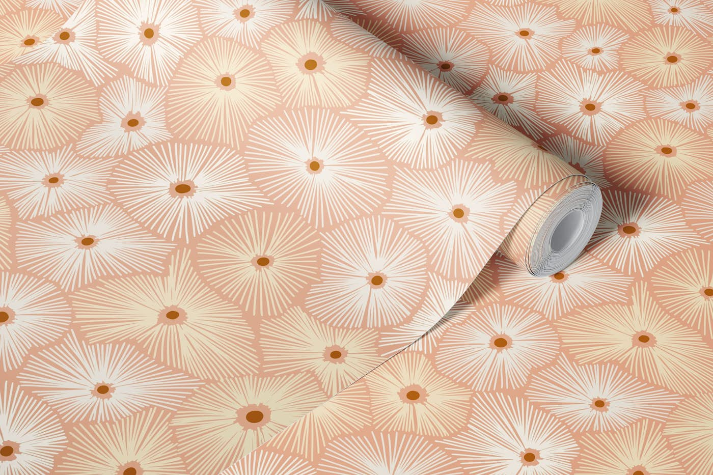 Abstract boho Sea anemones light blush wallpaper roll