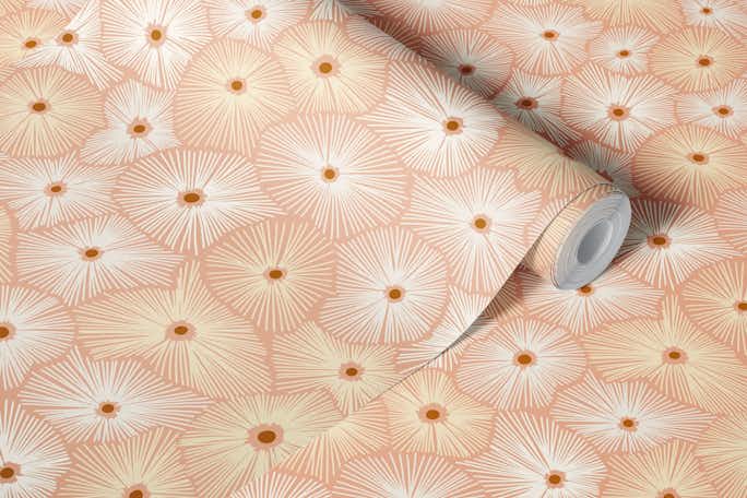 Abstract boho Sea anemones light blushwallpaper roll