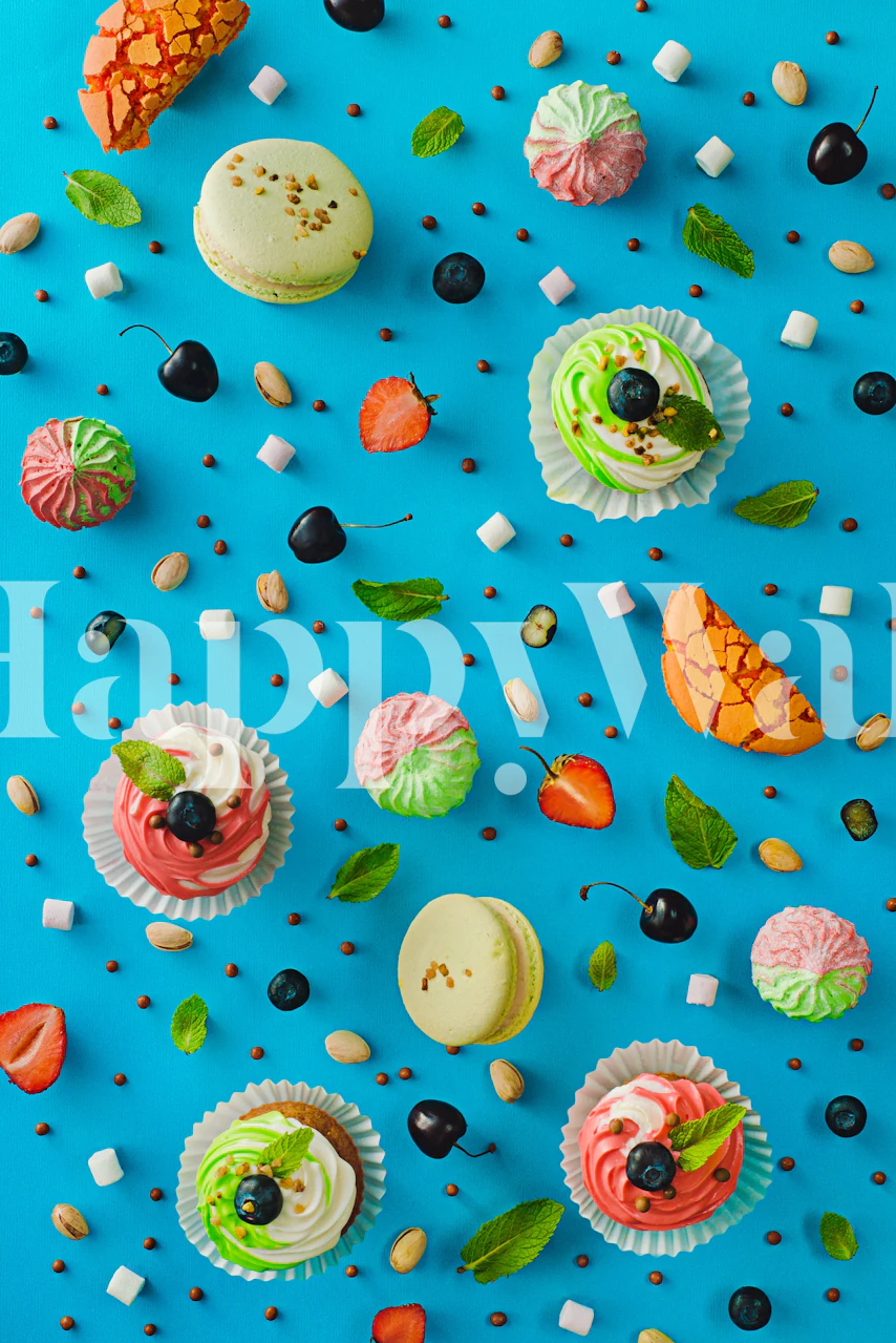 Fargerik cupcake mønster tapet