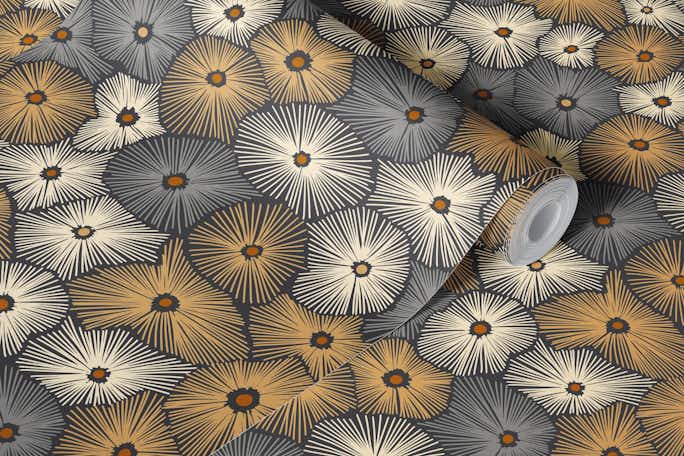 Abstract boho Sea anemones earthy darkwallpaper roll