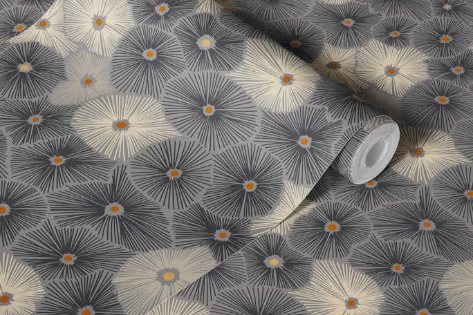 Abstract boho Sea anemones dark 3wallpaper roll