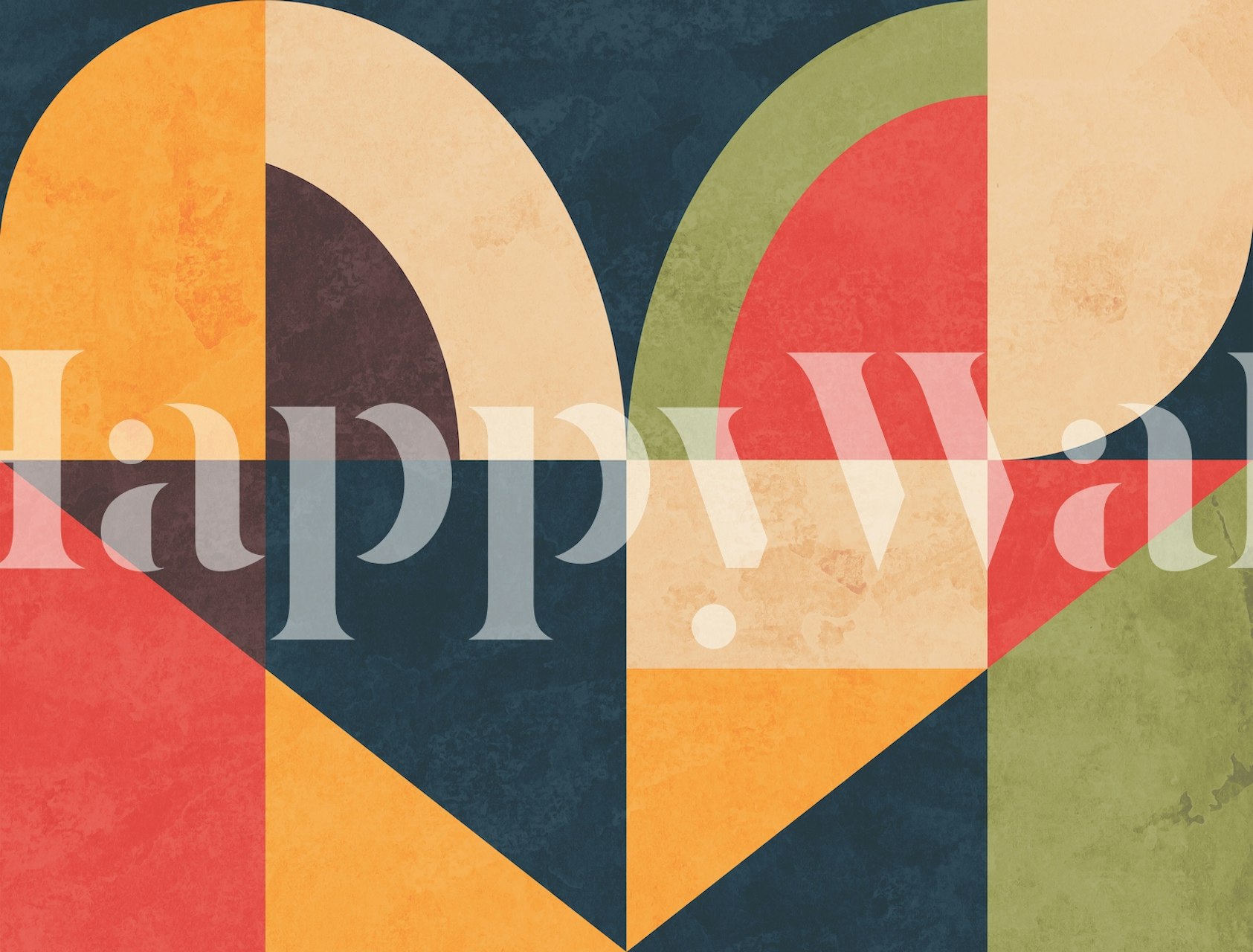 Colorful geometric patterns in shades of red, green, yellow, and blue wallpaper