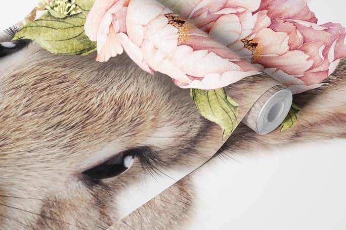 Peekaboo Bunny Floralwallpaper roll
