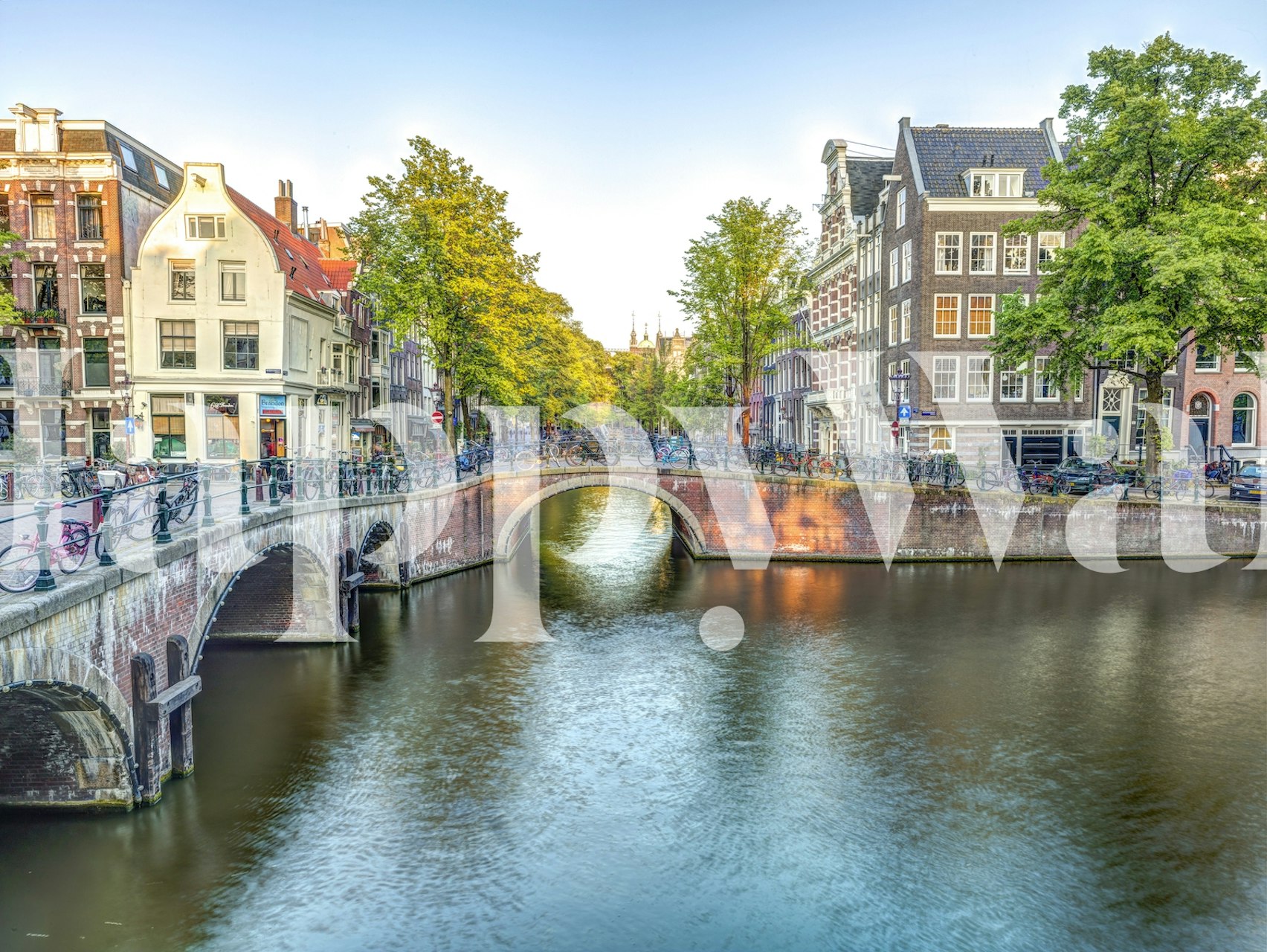 Amsterdam canal view wallpaper in a room