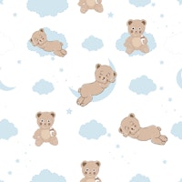 Cute bears with clouds carta da parati