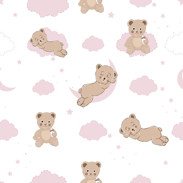 Cute bears with clouds pink