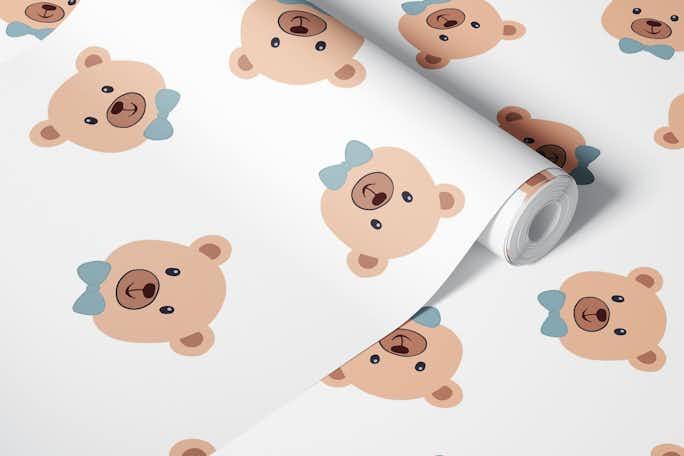 Cute bear with bow tiewallpaper roll