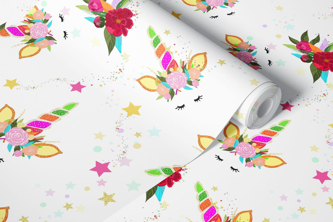 Magical unicorn pattern wallpaper roll