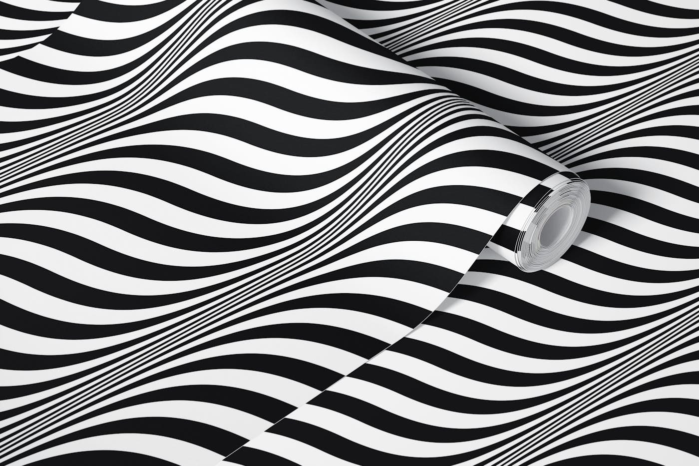 Optical Illusion Lines Retro Black White wallpaper roll