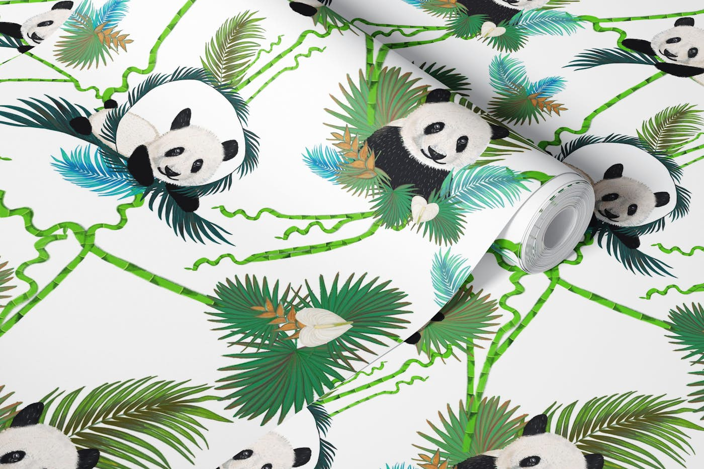 Bamboo and panda wallpaper roll