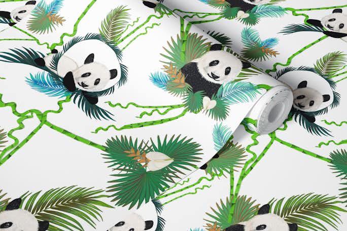 Bamboo and pandawallpaper roll