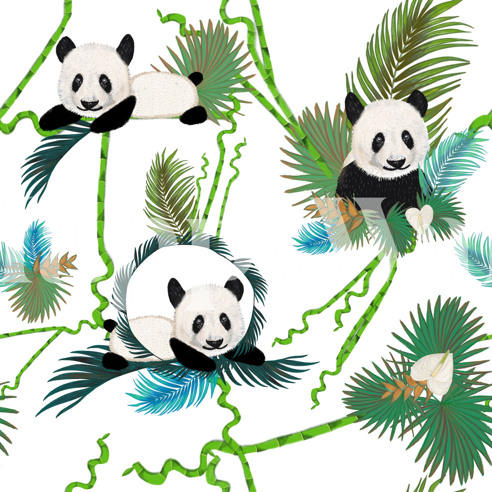 Bamboo And Panda Wallpaper Happywall 