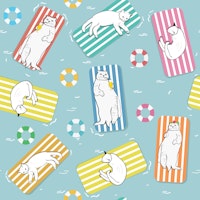 Funny cats sunbathing pattern tapete