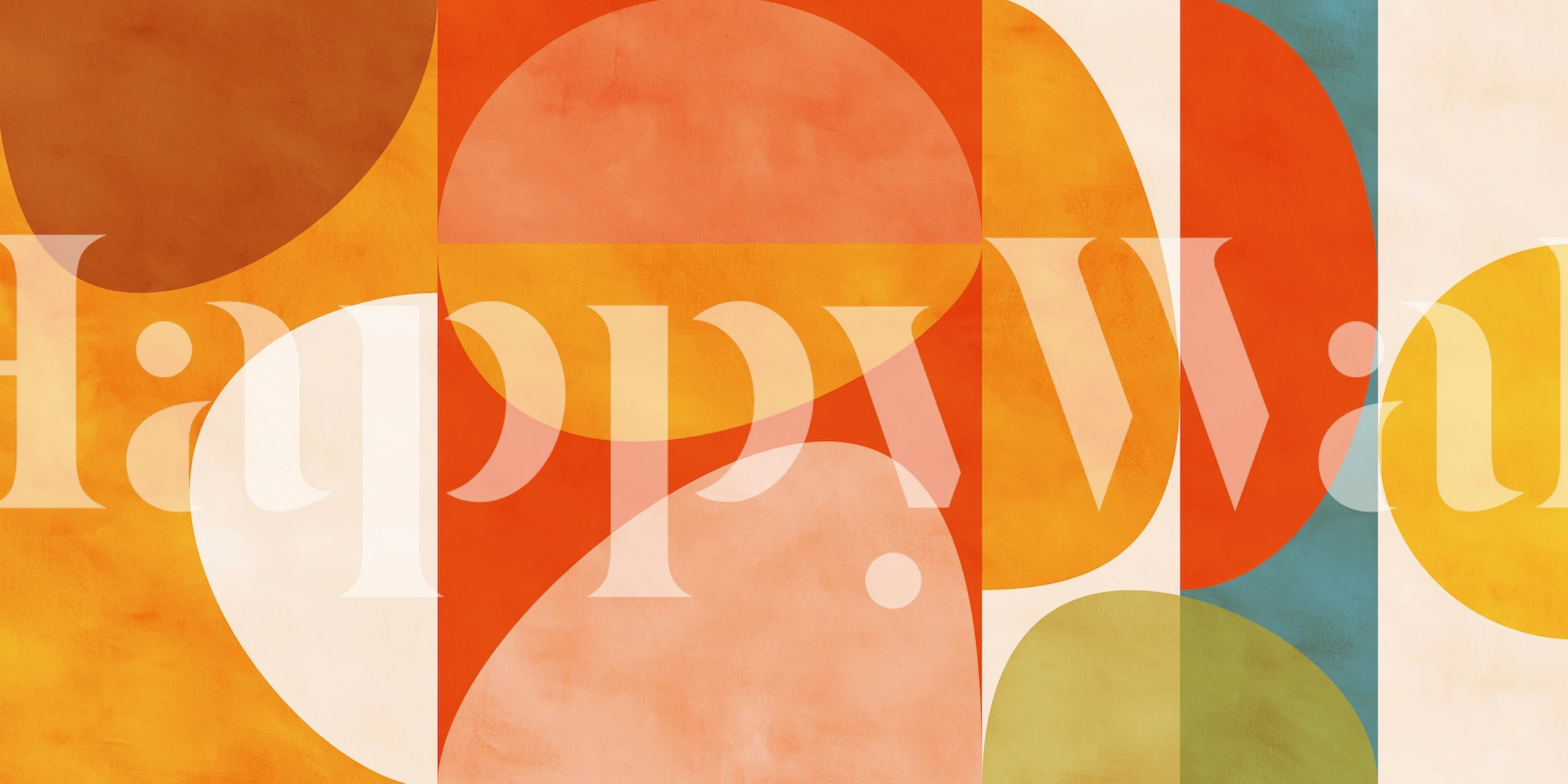 Geometric shapes in orange, yellow, and green wallpaper