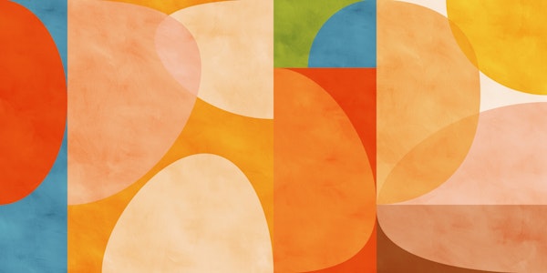 mid century geometric art warm colors