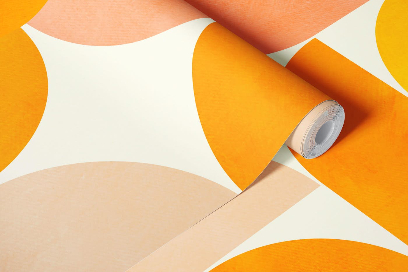 Mid century retro orange wallpaper roll