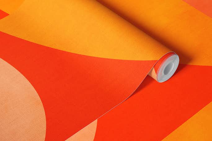 mid century modern rounded shapes 3:4 ratiowallpaper roll