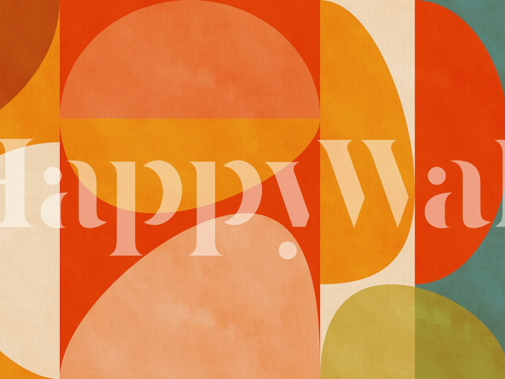 tapeta mid-century modern rounded shapes w pokoju