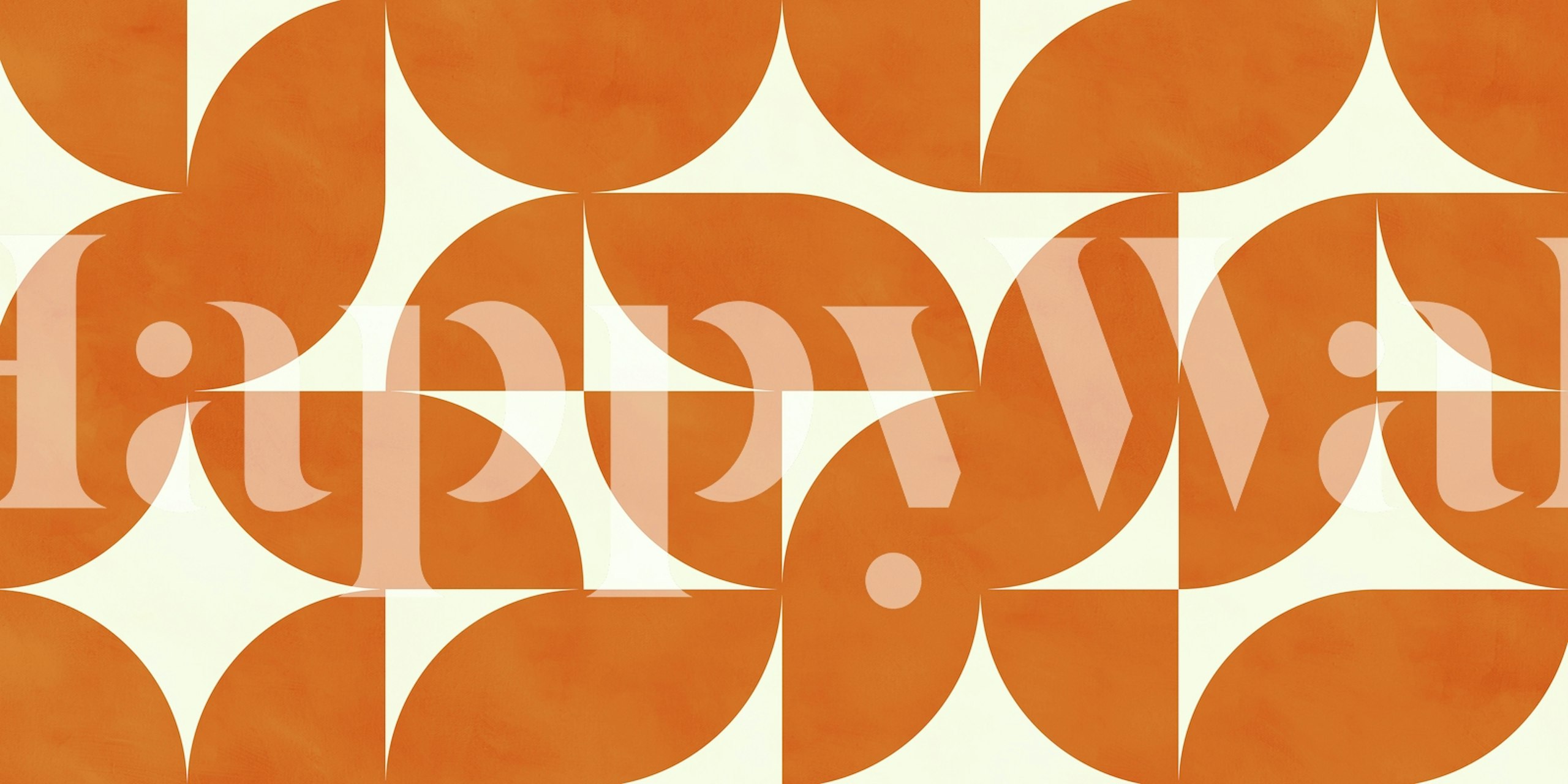 Geometric shapes in orange on a cream background wallpaper