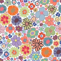 Modern Vintage cute colorful flowers pattern wallpaper