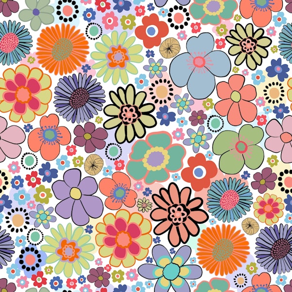 Modern vintage cute colorful flower