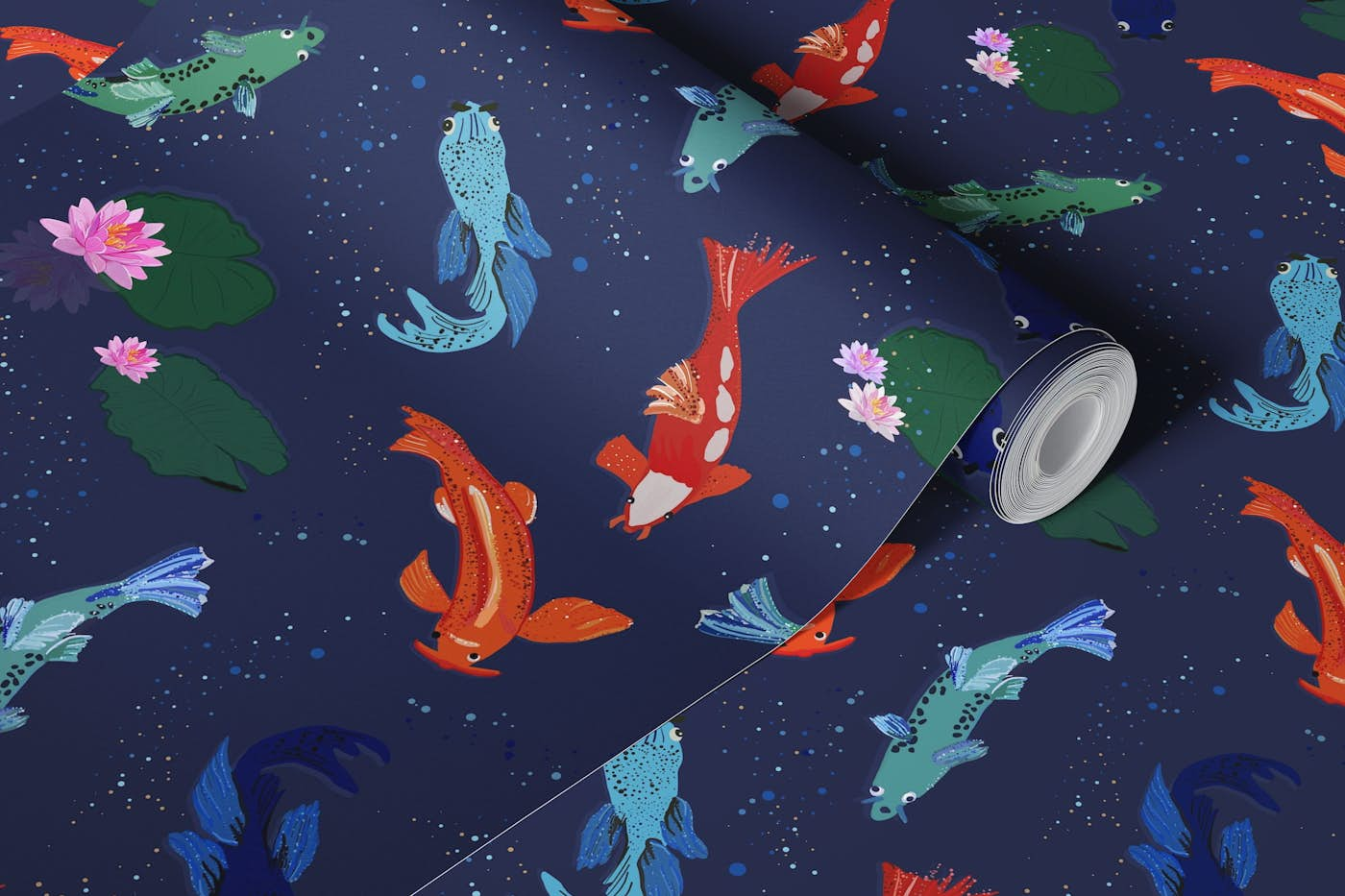 Koi fishes sea creatures wallpaper roll