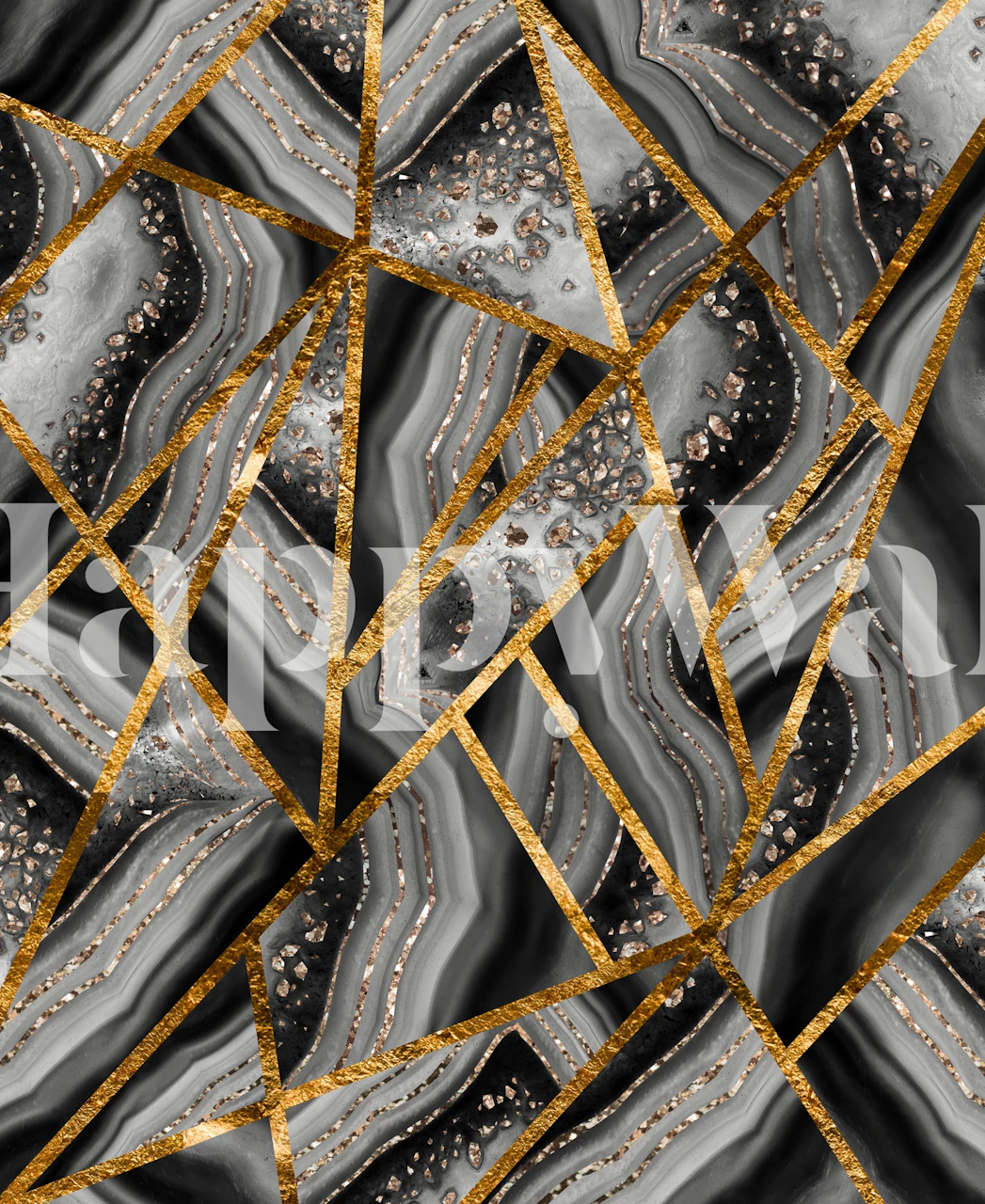 Black Night Agate Gold 3 Tapete in einem Raum