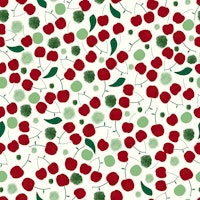 Cherries with shining dots and leaves pattern wallpaper