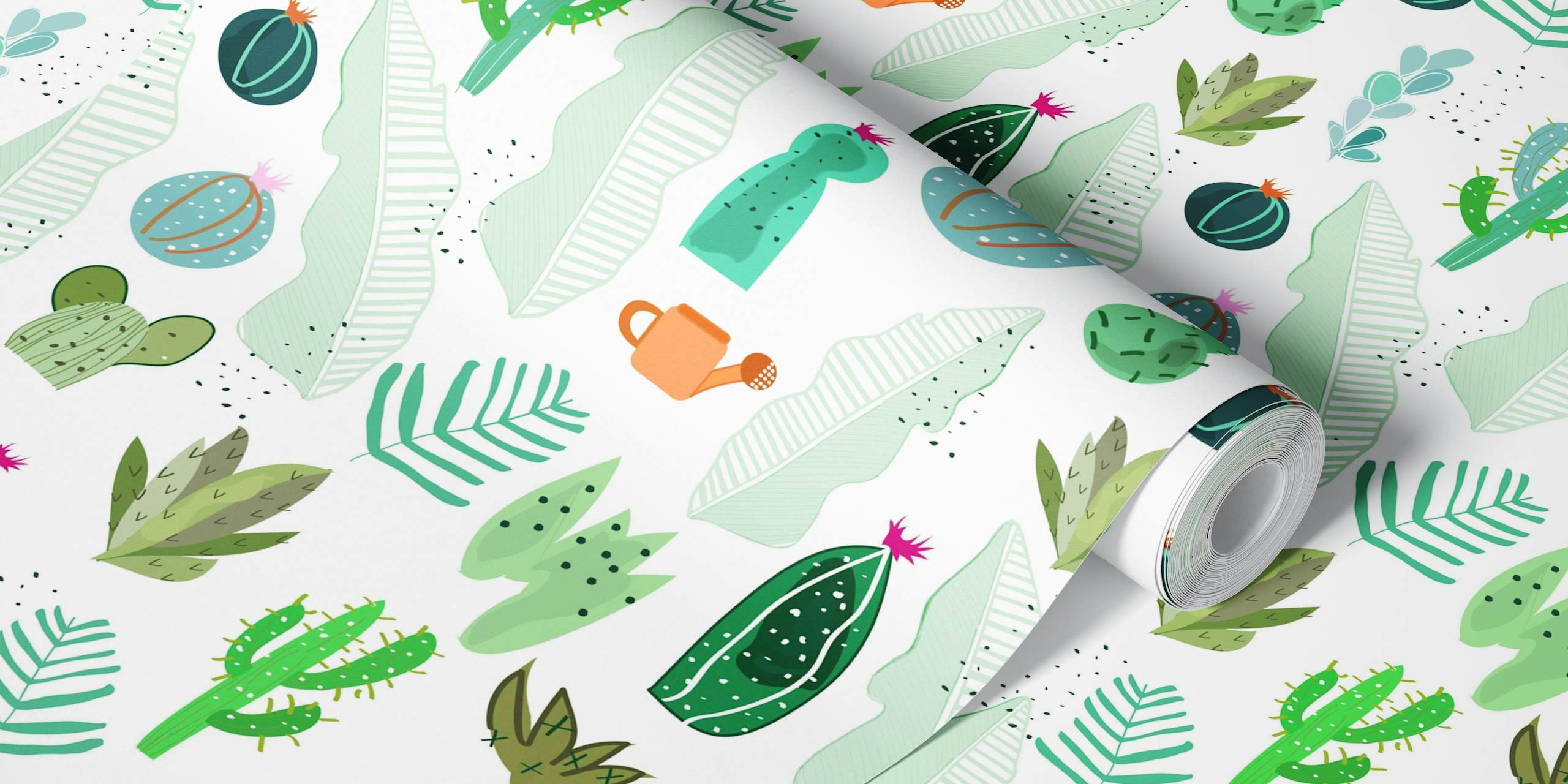 Fotomurais paisagistícos Padrão ilustrativo de cactos e suculentas