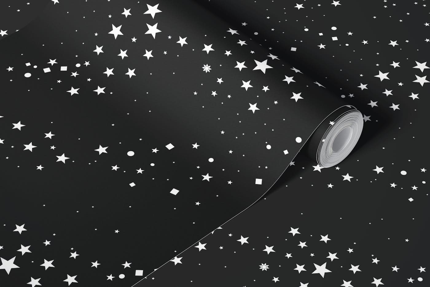 Hand drawn doodle stars and square dots wallpaper roll