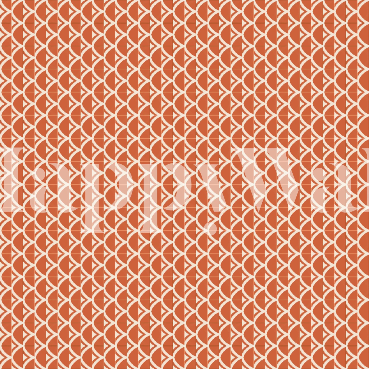 Orange scallop pattern wallpaper with white outline